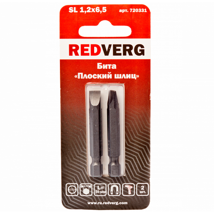 Бита Redverg SL1,2х6,5х50 (2шт.)(720331) Бита Redverg SL1,2х6,5х50 (2шт.)(720331)