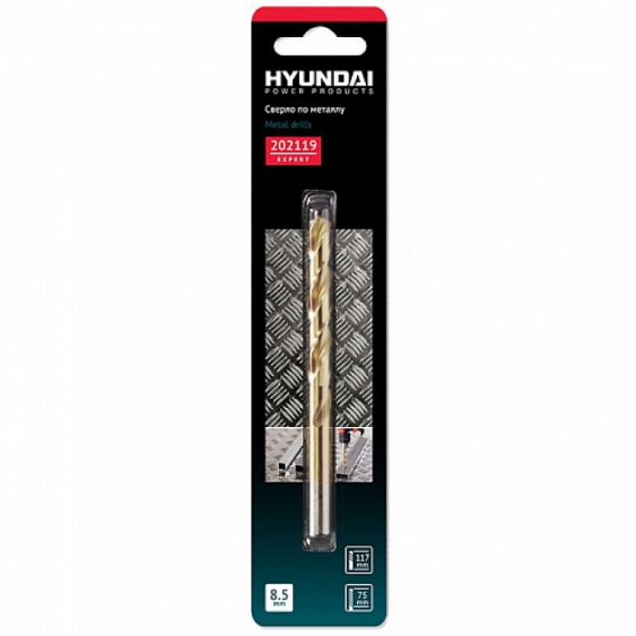 Сверло по металлу HYUNDAI 8,5x117/75mm din338 (50/375) Сверло по металлу HYUNDAI 8,5x117/75mm din338 (50/375)