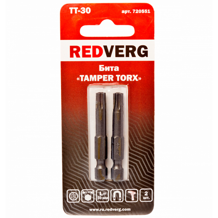 Бита Redverg Torx Tamper 30х50 (2шт.)(720551) Бита Redverg Torx Tamper 30х50 (2шт.)(720551)