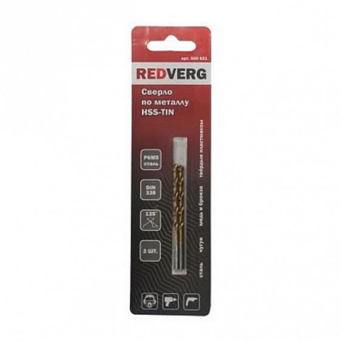 Сверло по металлу RedVerg HSS-TiN 4 мм (2 шт.)(500641)