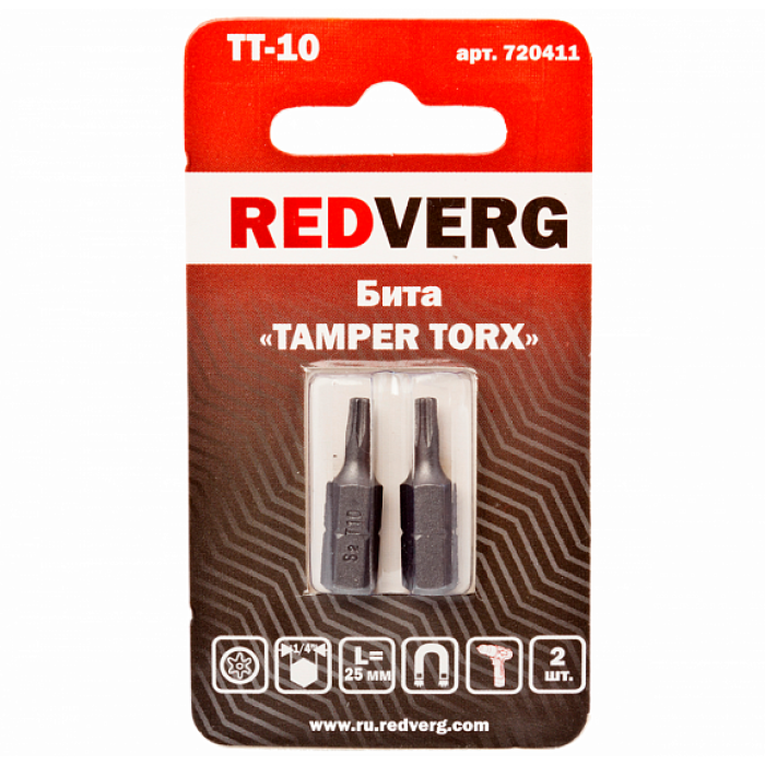 Бита Redverg Torx Tamper 10х25 (2шт.)(720411) Бита Redverg Torx Tamper 10х25 (2шт.)(720411)