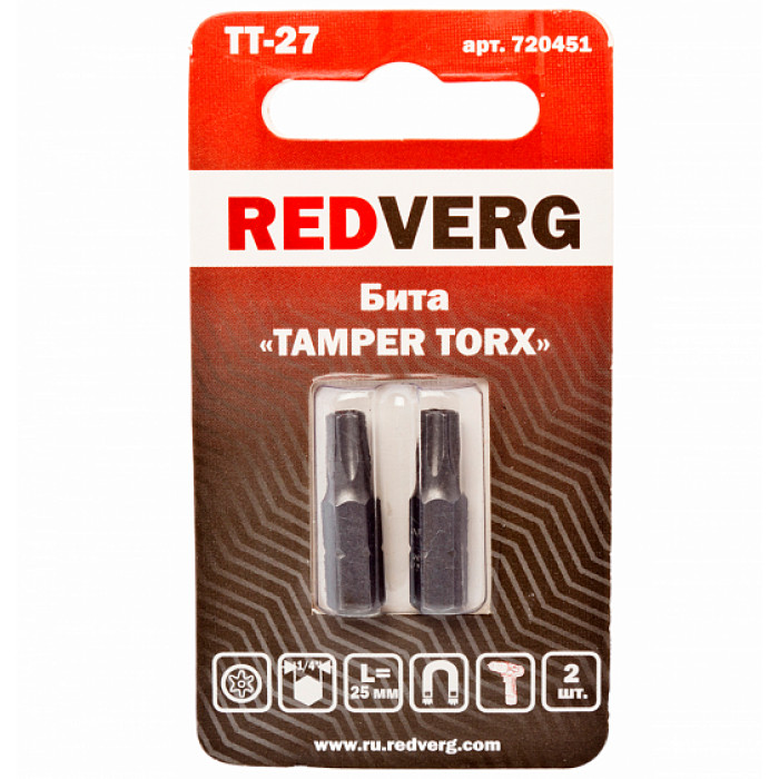 Бита Redverg Torx Tamper 27х25 (2шт.)(720451) Бита Redverg Torx Tamper 27х25 (2шт.)(720451)