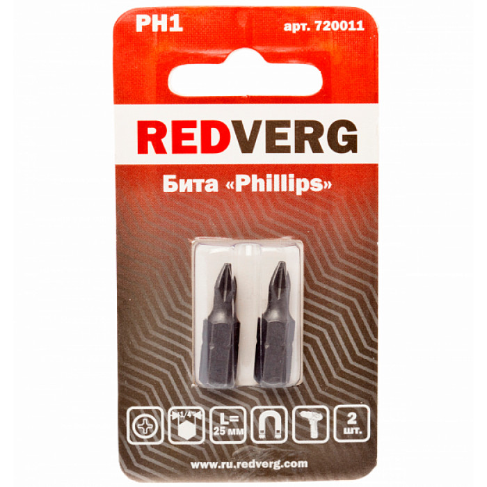 Бита Redverg PH1х25 (2шт.)(720011) Бита Redverg PH1х25 (2шт.)(720011)