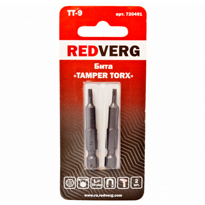 Бита Redverg Torx Tamper 9х50 (2шт.)(720491) Бита Redverg Torx Tamper 9х50 (2шт.)(720491)