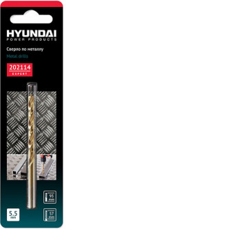 Сверло по металлу HYUNDAI 5,5x93/57mm din338 (100/500) Сверло по металлу HYUNDAI 5,5x93/57mm din338 (100/500)
