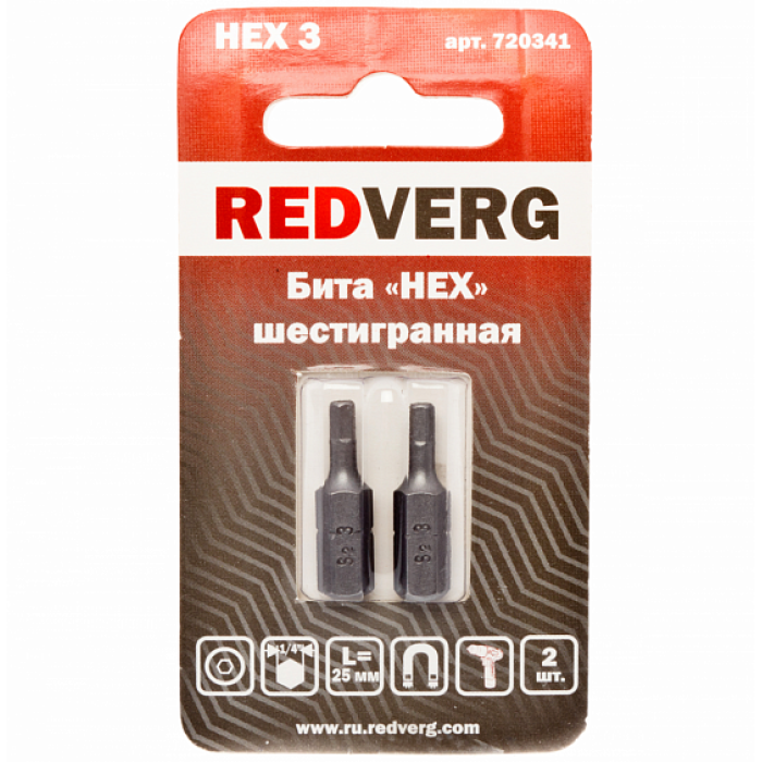 Бита Redverg HEX 3x25 (2шт.)(720341) Бита Redverg HEX 3x25 (2шт.)(720341)