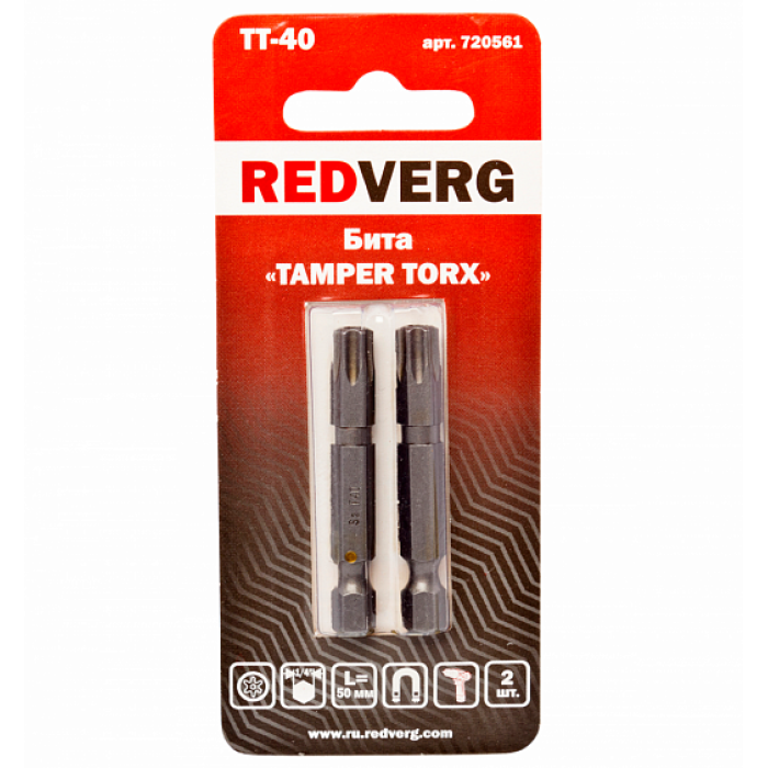 Бита Redverg Torx Tamper 40х25 (2шт.)(720471) Бита Redverg Torx Tamper 40х25 (2шт.)(720471)