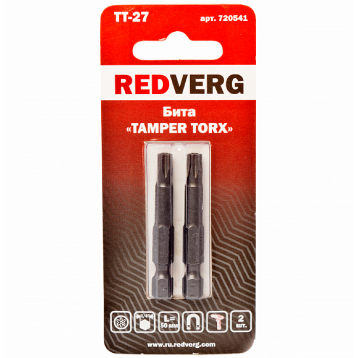 Бита Redverg Torx Tamper 27х50 (2шт.)(720541) Бита Redverg Torx Tamper 27х50 (2шт.)(720541)