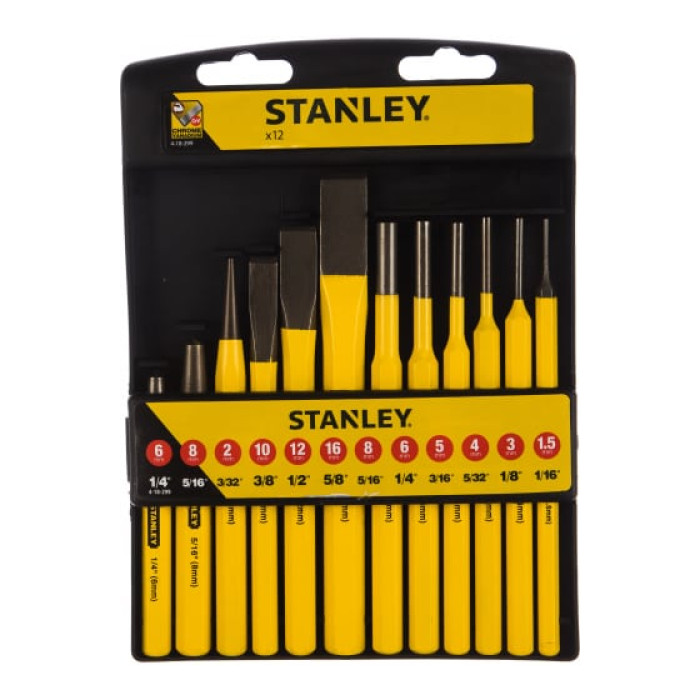 Набор бородков и зубил слесарных Stanley 4-18-299 12 штук Набор бородков и зубил слесарных Stanley 4-18-299 12 штук