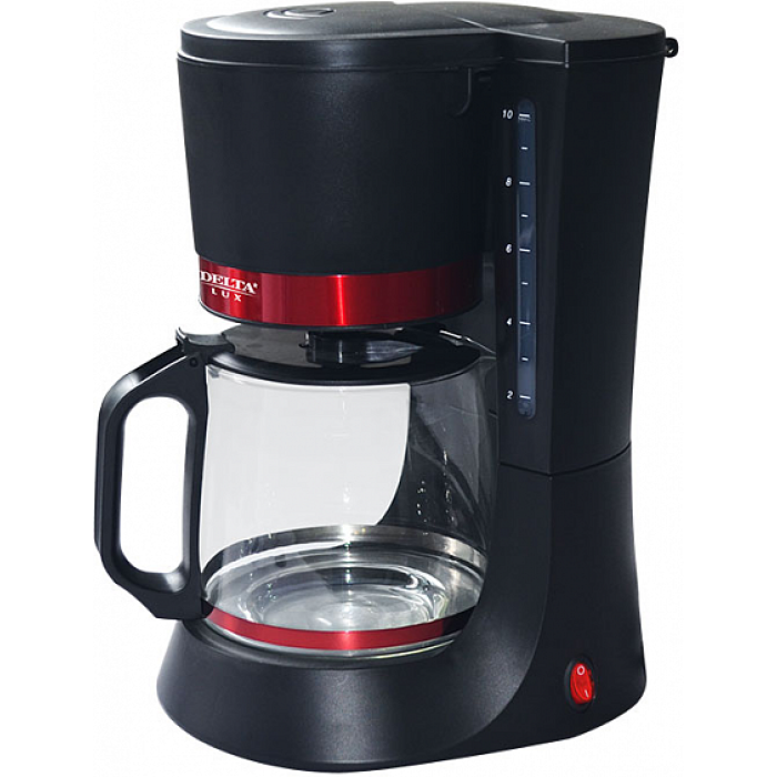 Капельная кофеварка DELTA LUX DL-8152 черная с красным Капельная кофеварка DELTA LUX DL-8152 черная с красным