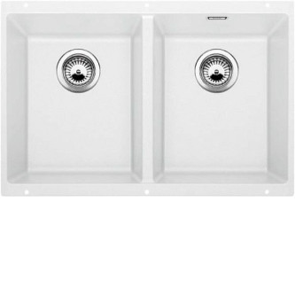 Кухонная мойка Blanco SUBLINE 350/350-U SILGRANIT отводная арматура InFino® белый гранит 523578