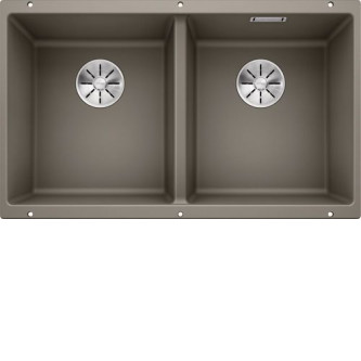 Кухонная мойка Blanco SUBLINE 350/350-U SILGRANIT серый беж с отв.арм. InFino (арт.523581)