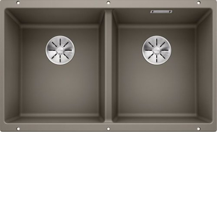 Кухонная мойка Blanco SUBLINE 350/350-U SILGRANIT серый беж с отв.арм. InFino (арт.523581)