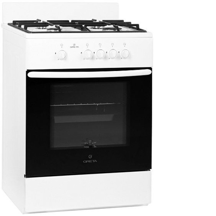 Газовая плита Greta 600 исп. 13 щиток белая c чугунной решеткой Газовая плита Greta 600 исп. 13 щиток белая c чугунной решеткой
