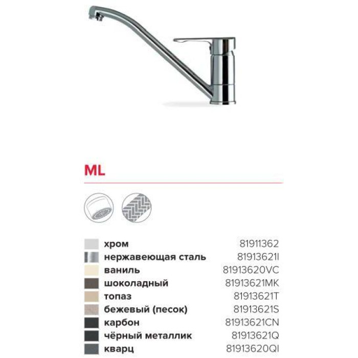 Смеситель для мойки TEKA ml carbon (81913621cn) Смеситель для мойки TEKA ml carbon (81913621cn)
