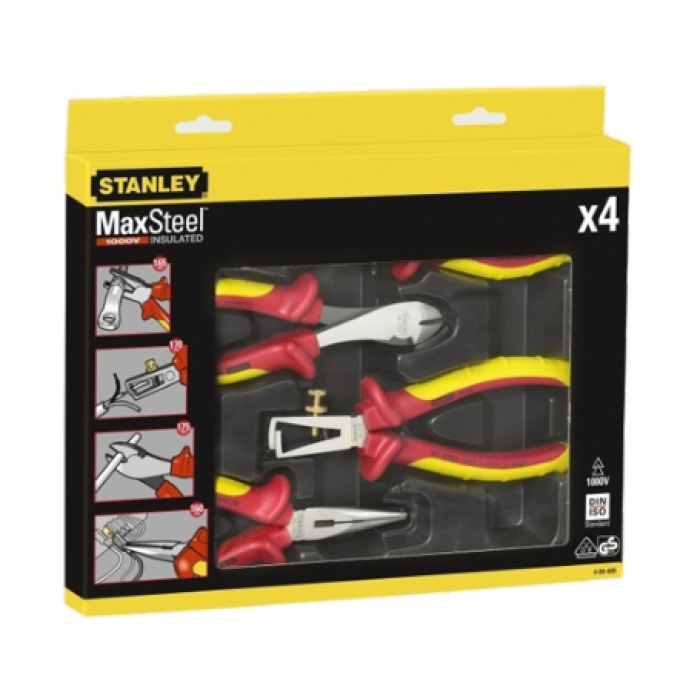 Набор из плоскогубцев и кусачек электрика 4 шт STANLEY MaxSteel VDE 1000V 4-84-489 Набор из плоскогубцев и кусачек электрика 4 шт STANLEY MaxSteel VDE 1000V 4-84-489
