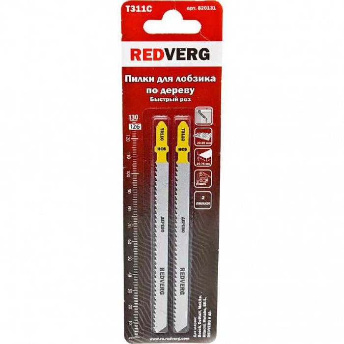 Пилка для лобзика Redverg по дереву, ДСП T311C грубый рез, HCS (2шт )(820131) Пилка для лобзика Redverg по дереву, ДСП T311C грубый рез, HCS (2шт )(820131)