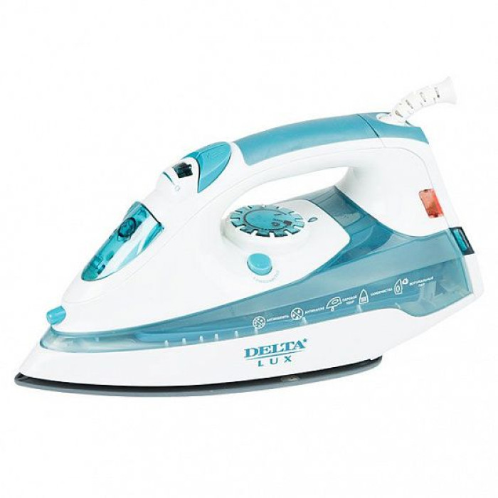 Утюг DELTA LUX DL-710 белый с серо-голубым Утюг DELTA LUX DL-710 белый с серо-голубым