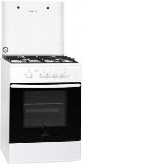 Газовая плита Greta 600 исп. 15 стекл. крышка белая c чугунной решеткой