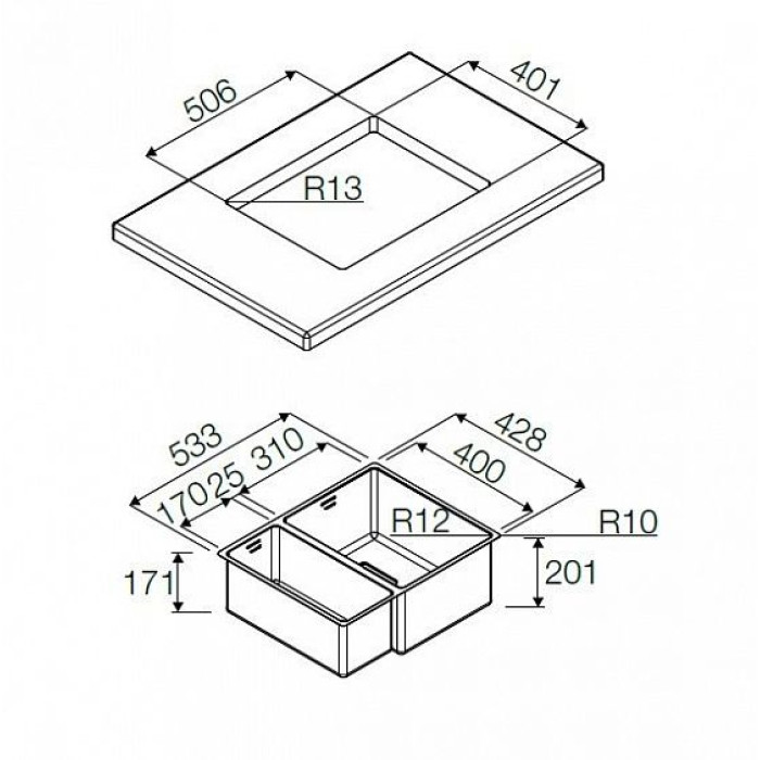 Кухонная мойка FULGOR P2B 5343 Q U Кухонная мойка FULGOR P2B 5343 Q U