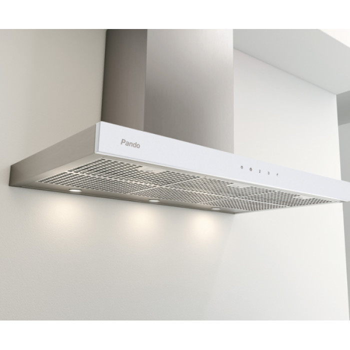Вытяжка PANDO P-826/90 INOX - TOUCH CRISTAL BLANCO V.850 SEC