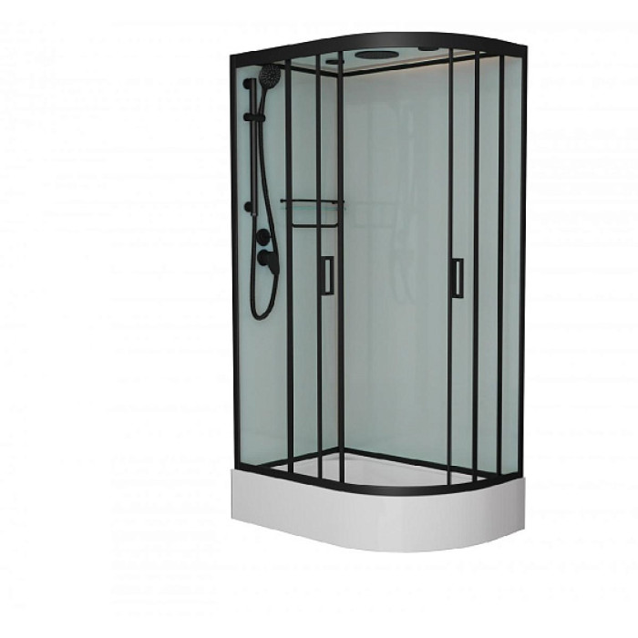 Душевая кабина FRANK F412/1L М Black средний поддон матовое стекло Душевая кабина FRANK F412/1L М Black средний поддон матовое стекло