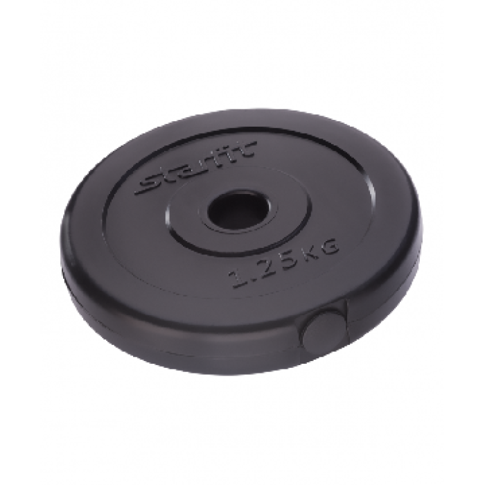Диск пластиковый Starfit BB-203 1,25 кг d=26 мм черный Диск пластиковый Starfit BB-203 1,25 кг d=26 мм черный