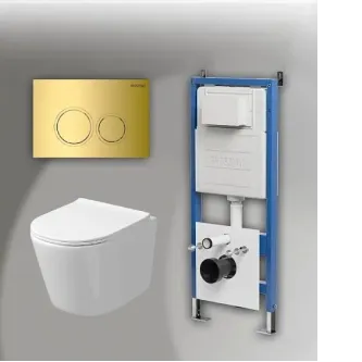 Комплект GROSSMAN инсталляция 900.K31.01.000 + клавиша смыва 700.K31.01.300.300 золото глянцевый + унитаз GR-4477SQ