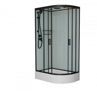 Душевая кабина FRANK F412/1L Black средний поддон