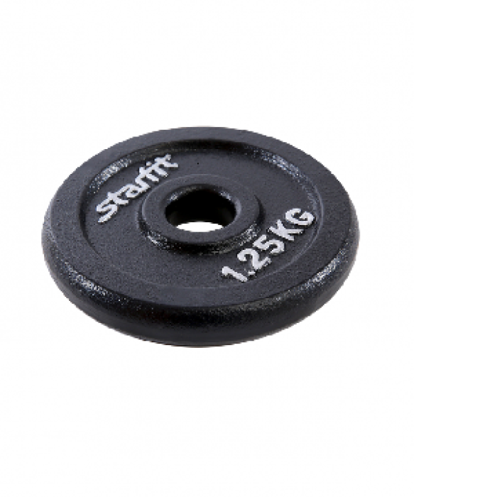 Диск чугунный Starfit BB-204 1,25 кг d=26 мм черный Диск чугунный Starfit BB-204 1,25 кг d=26 мм черный