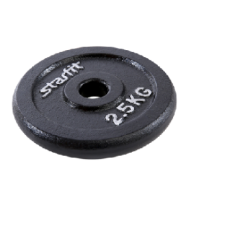 Диск чугунный Starfit BB-204 2,5 кг d=26 мм черный