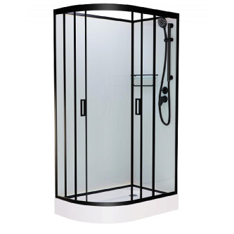 Душевая кабина FRANK F411R М Black низкий поддон без крыши матовое стекло