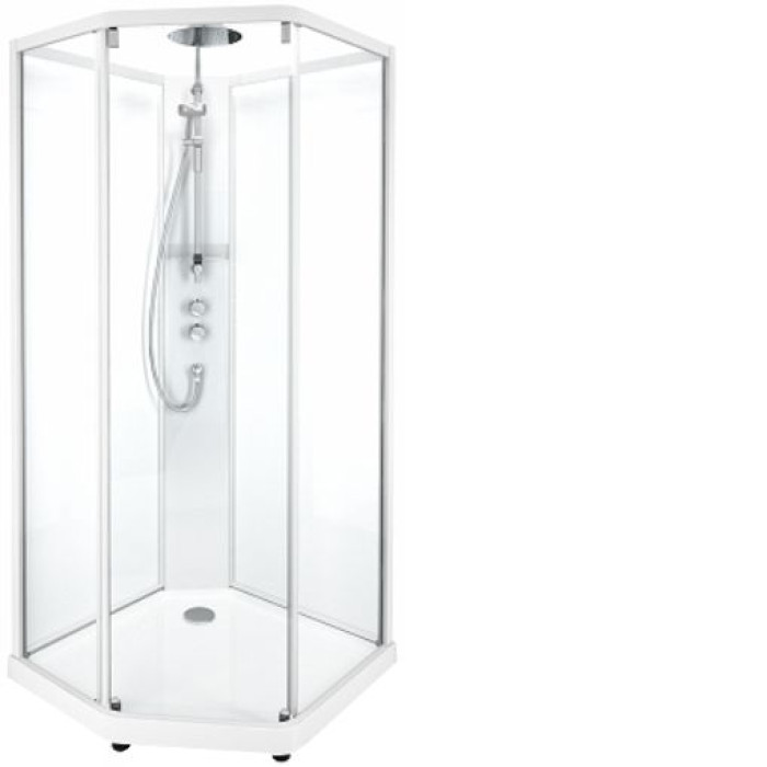 Душевая кабина IDO Showerama 10-5 Comfort 100х100 пятиугольная алюминий/прозрачное стекло (131.404.208.314)