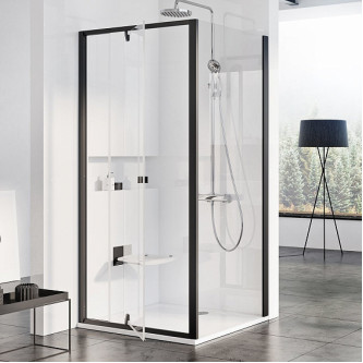 Душевая стенка RAVAK Pivot PPS-90 черный + транспарент 90G70300Z1