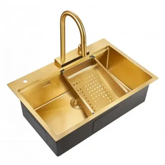 Кухонная мойка MILACIO Denia 75 Steel MC.77428 золото