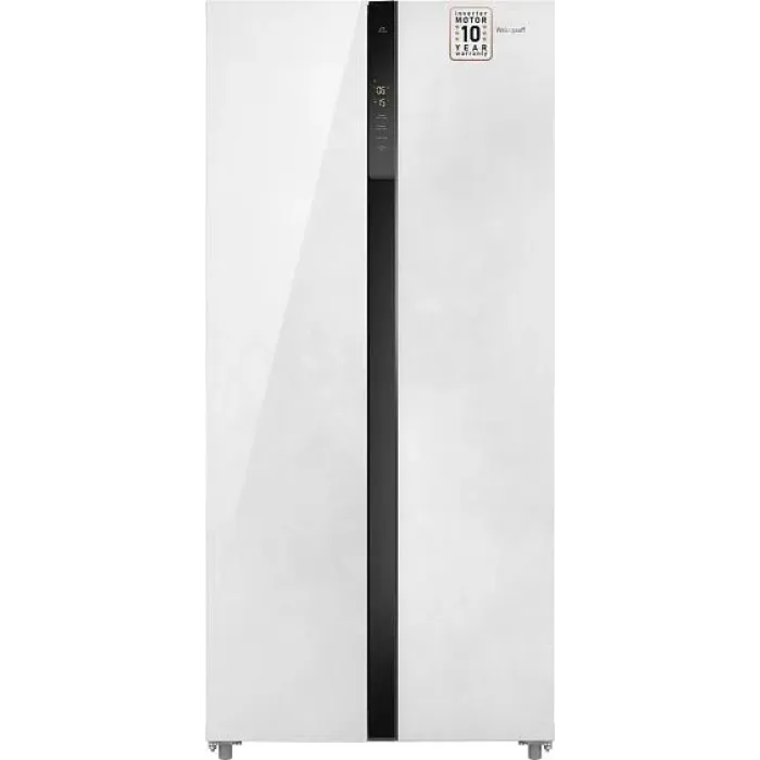 Холодильник WEISSGAUFF WSBS 500 Inverter NoFrost White Rock Glass