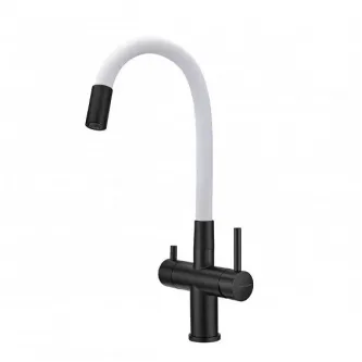 Смеситель MILACIO Ultra MCU.560.TBW Total Black/белый шланг