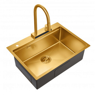 Кухонная мойка MILACIO Denia 68 Steel MC.77418 золото