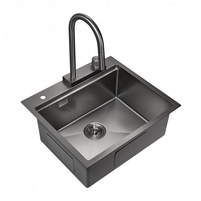 Кухонная мойка MILACIO Denia 57 Steel MC.77409 вороненая сталь