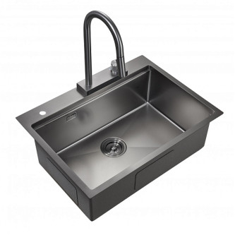 Кухонная мойка MILACIO Denia 68 Steel MC.77419 вороненая сталь