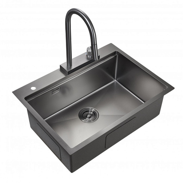 Кухонная мойка MILACIO Denia 68 Steel MC.77419 вороненая сталь